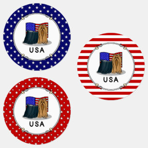 Etiquetas Cute USA Bandera Americana Yorkshire Terrier (York