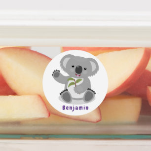 Etiquetas Cuto feliz koala saludando al ilustracion personal