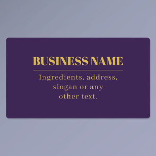 Etiquetas Dark Purple & Gold Business Name o Greet