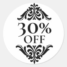 Etiquetas de 30% de descuento para negocios de bou