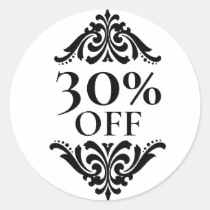 Etiquetas de 30% de descuento para negocios de bou
