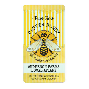 Etiquetas de abejas acuarias de miel de abeja de a