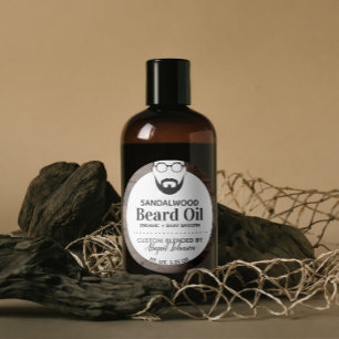 Etiquetas de aceite de barba de madera de los homb