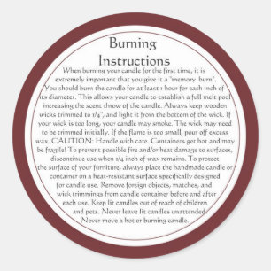 Etiquetas de advertencia para la quema de velas