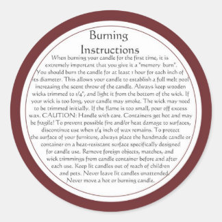 Etiquetas de advertencia para la quema de velas