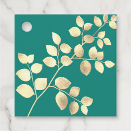 Etiquetas de agradecimiento de boda con hojas dora