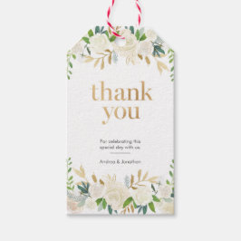 Etiquetas de agradecimiento florales blancas