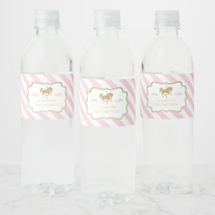 Etiquetas de agua para cumpleaños con carrusel de