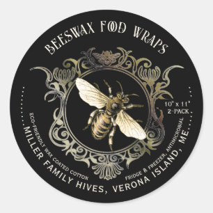 Etiquetas de ajuste de comida de cera de abejas de