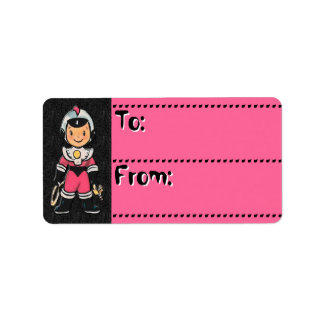Etiquetas de Astronauta Retro Infantil A Rosa
