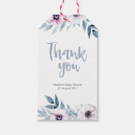 Etiquetas de Blue Pruple floral de agradecimiento 