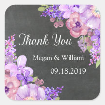 Etiquetas de Boda de la flor de la lavadora púrpur