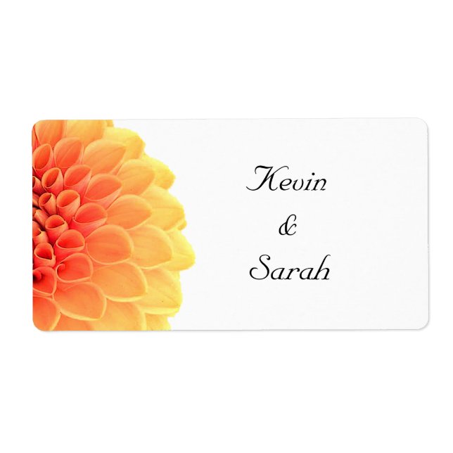 Etiquetas de boda floral naranja (Frente)