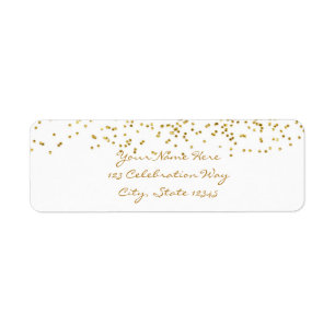 Etiquetas de boda modernas con confeti de puntos d
