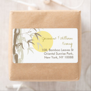 Etiquetas de boda oriental Sunrise Bamboo Garden Z
