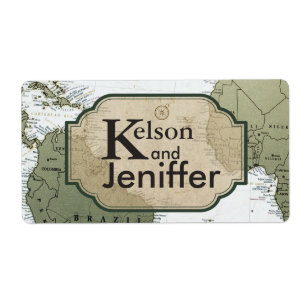 Etiquetas de bodas con temática de viajes del mund