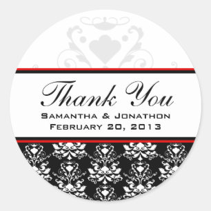 Etiquetas de bodas de acento rojo negro y blanco D