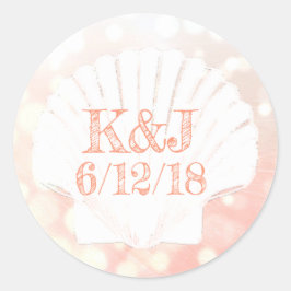 Etiquetas de bodas de coral y de mar blanco