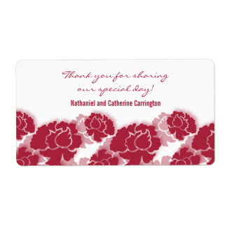Etiquetas de bodas de decoración de flores rosadas