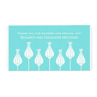 Etiquetas de bodas florales Art Deco, Aqua