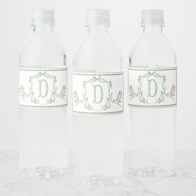 Etiquetas de botella de agua de Baby Shower Green  (Botellas)