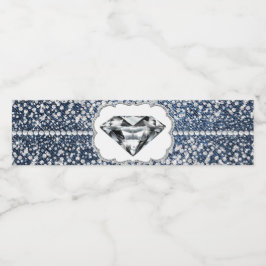 Etiquetas de botella de agua de denim y diamante