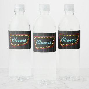Etiquetas de botella de agua de fiesta con letrero