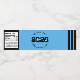 Etiquetas de botella de agua de graduación azul be