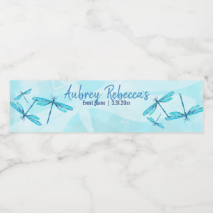 Etiquetas de Botella de Agua de Libélula Turquesa 