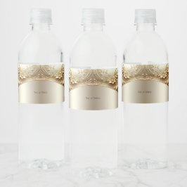 Etiquetas de Botella de Agua Florales Doradas Orna