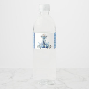 Etiquetas de Botella de Agua Tribal Boho Blue Teep