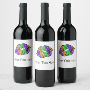 Etiquetas de botella de beso de Mardi Gras