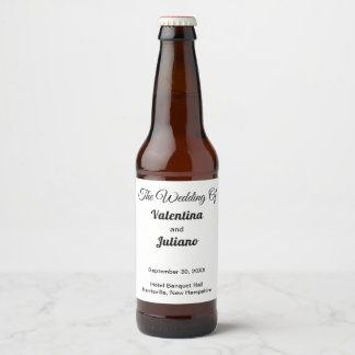 Etiquetas de Botella de Cerveza para Boda en Blanc