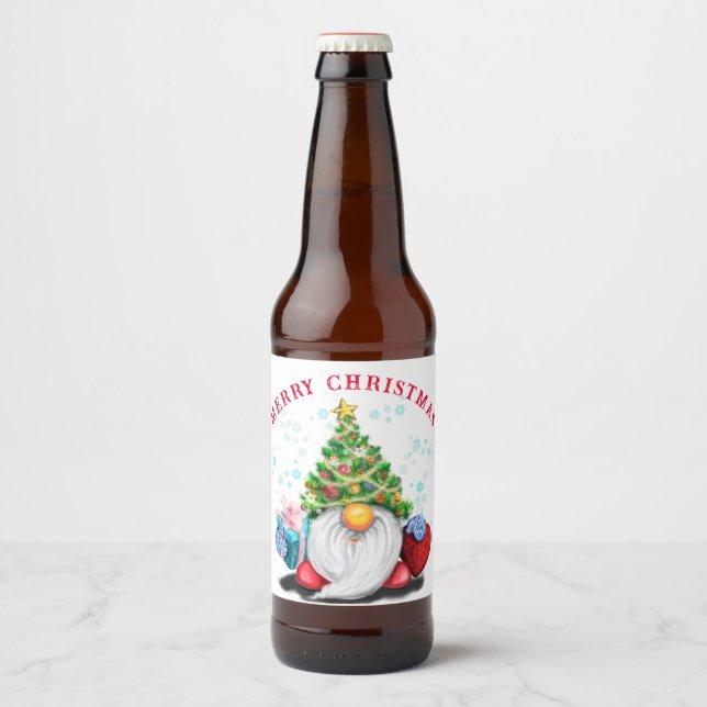 Etiquetas de Botella de Navidad Gnome (Anverso)