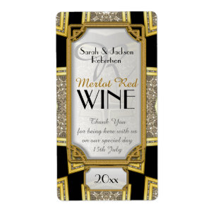 Etiquetas de botella de vino Art Deco Gold 3 Vinta