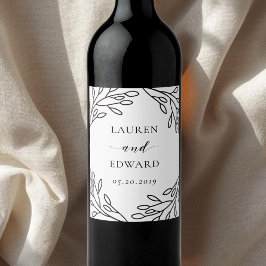 Etiquetas de Botella de Vino de Boda con Arte de L