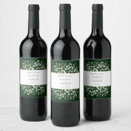 Etiquetas de Botella de Vino de Boda de Eucalipto 