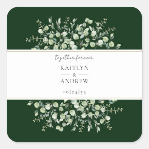 Etiquetas de Botella de Vino de Boda de Eucalipto
