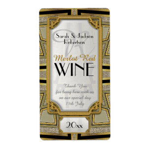 Etiquetas de botella de vino elegantes Art Deco Go