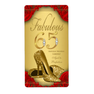 Etiquetas de botella de vino Fabuloso Oro Rojo 65