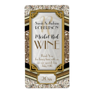 Etiquetas de botella de vino Glamour Gold Sparkler