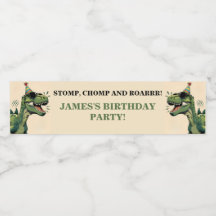 Etiquetas de botella para cumpleaños de dinosaurio