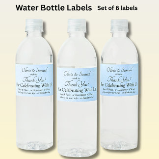 Etiquetas de botellas de agua - Boda de peones azu
