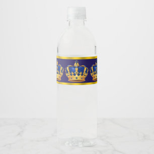 Etiquetas de botellas de agua de la Corona del Rey