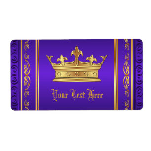 Etiquetas de botellas de agua de la Corona Real Pu