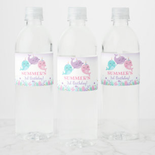 Etiquetas de botellas de agua de Narwhal - Bajo la