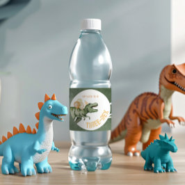 Etiquetas de botellas de agua del Fiesta de dinosa