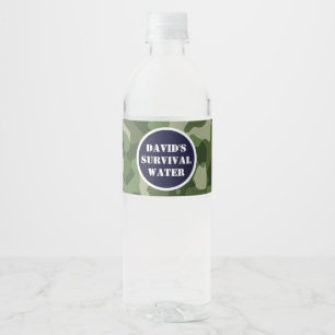 Etiquetas de botellas de agua militares