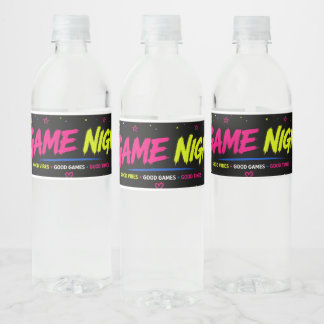Etiquetas de Botellas de Agua para Noche de Juegos