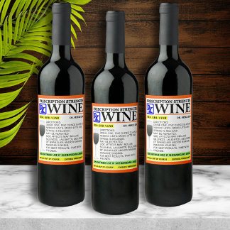 Etiquetas de botellas de vino con receta graciosa